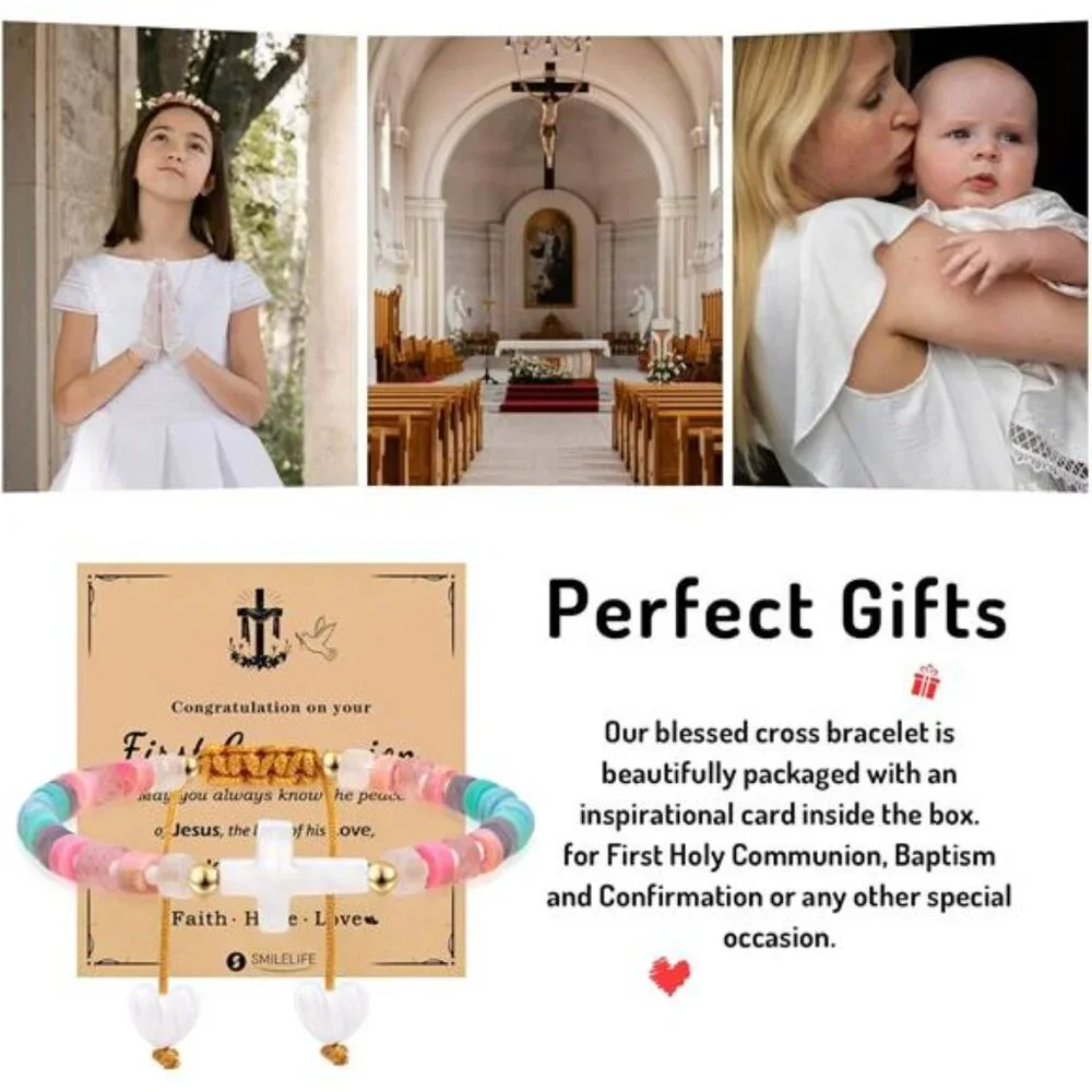 Cross Bracelet for Women, Girls & Boys - First Communion, Baptism & Christian